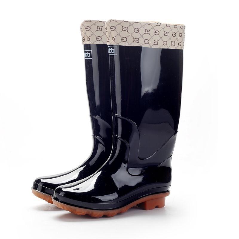 Rain Shoes Women's and Women's Medium Tube Low-heeled Rain Shoes Beef Tendon Sole Waterproof, Non-slip and Wear-resistant Work Labor Protection Rain