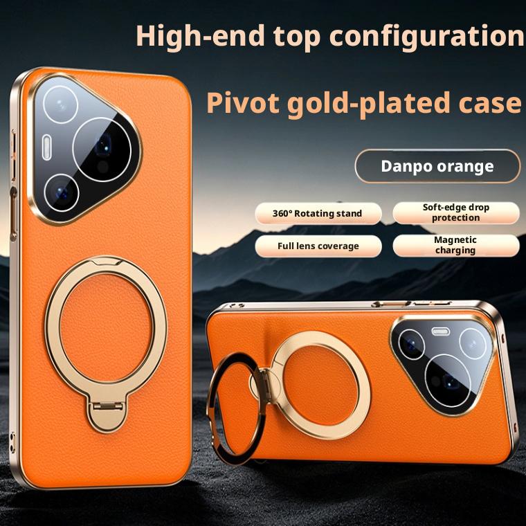 High-End PU Leather Case For Huawei Pura 90s Pro Max/Pura 90s Pro Magnetic 360 ° Rotating Stand Lens Protection Shockproof Cover