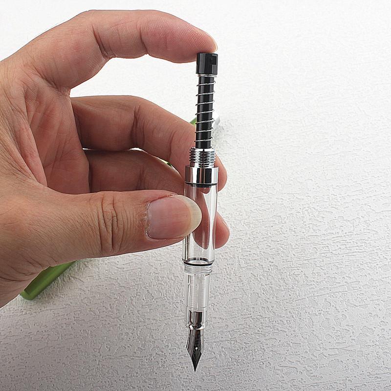 Large Capacity Transparent Fountain Pen with Push-Type Ink Converter for Students and Business Calligraphy