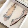 Fashion Ballet Flats Shoes for Women Fashion Rhinestones Bow Flat Footware Female Plus Size Moccasin Boat Shoes Chaussure Femme 2024