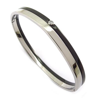 [K3372] - Bransoletka Stalowa 'Chorégraphie' czarno-srebrna