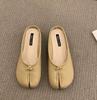 Fashion Bailamos Women Split Toe Fur Slippers Tabi Ninja Slip On Flats Round Toe Shallow Lazy Boat Slingback Mules Shoes Soft Warm Loafe