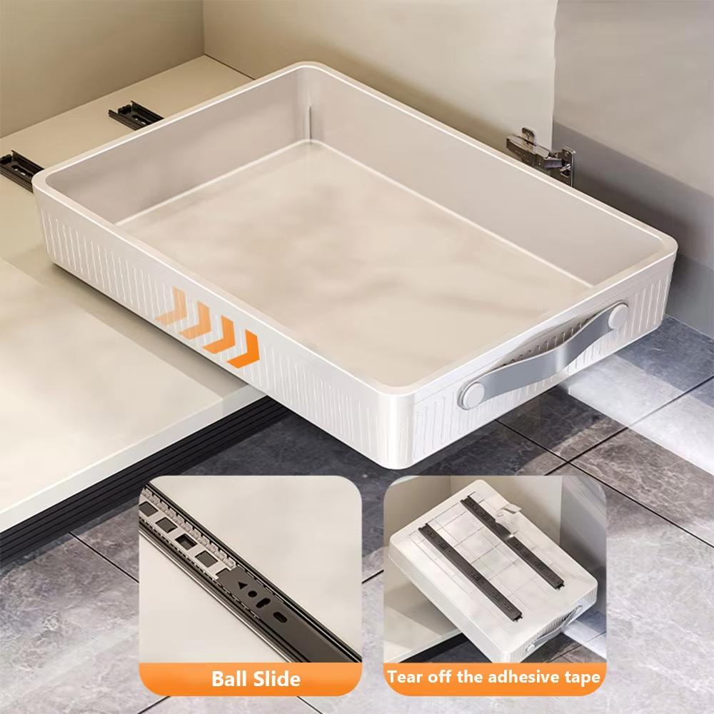 Kitchen Drawer Storage Shelves With Slide Rails Pull Out Cabinet Organizer Storage Tray Spice Bottle Storage Rack Space Saving