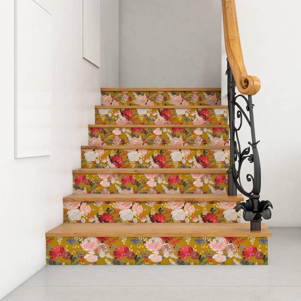 Vintage Peony Peel and Stick Wallpaper Yellow/Pink/White Floral Self Adhesive Wallpaper for Bedroom Home Wall Decorations