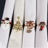 6 Sets of Creative Oil Dripping Diamond Christmas Tree Horns Christmas Boots Napkin Rings 24 Pieces