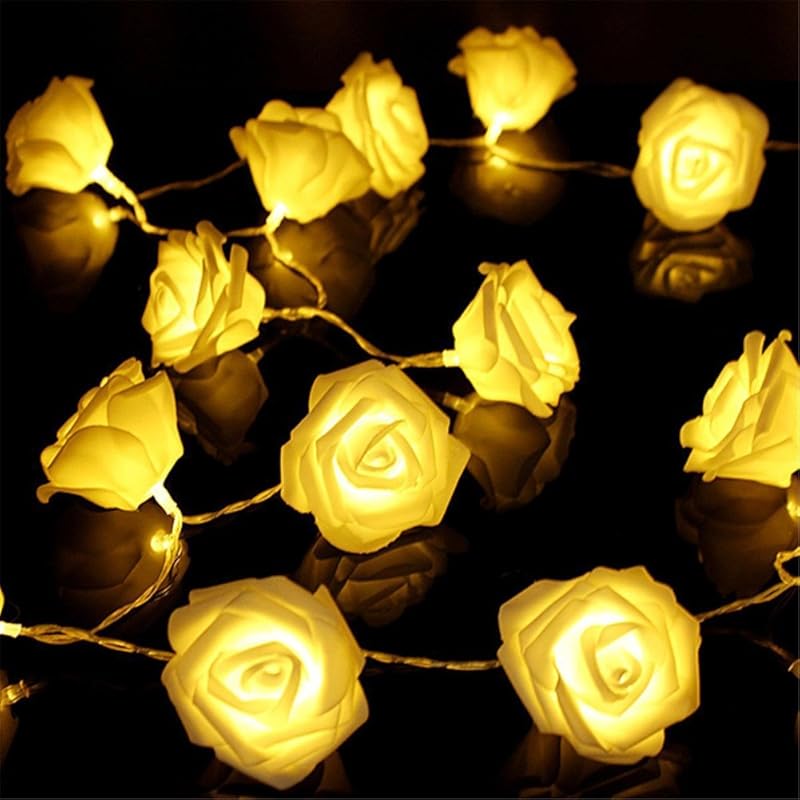 FULLBELL Fairy String Lights Red Rose Flower Lights 20 LED Battery Operated Indoor String Lights Romantic Gift for Date Wedding Valentine s Day