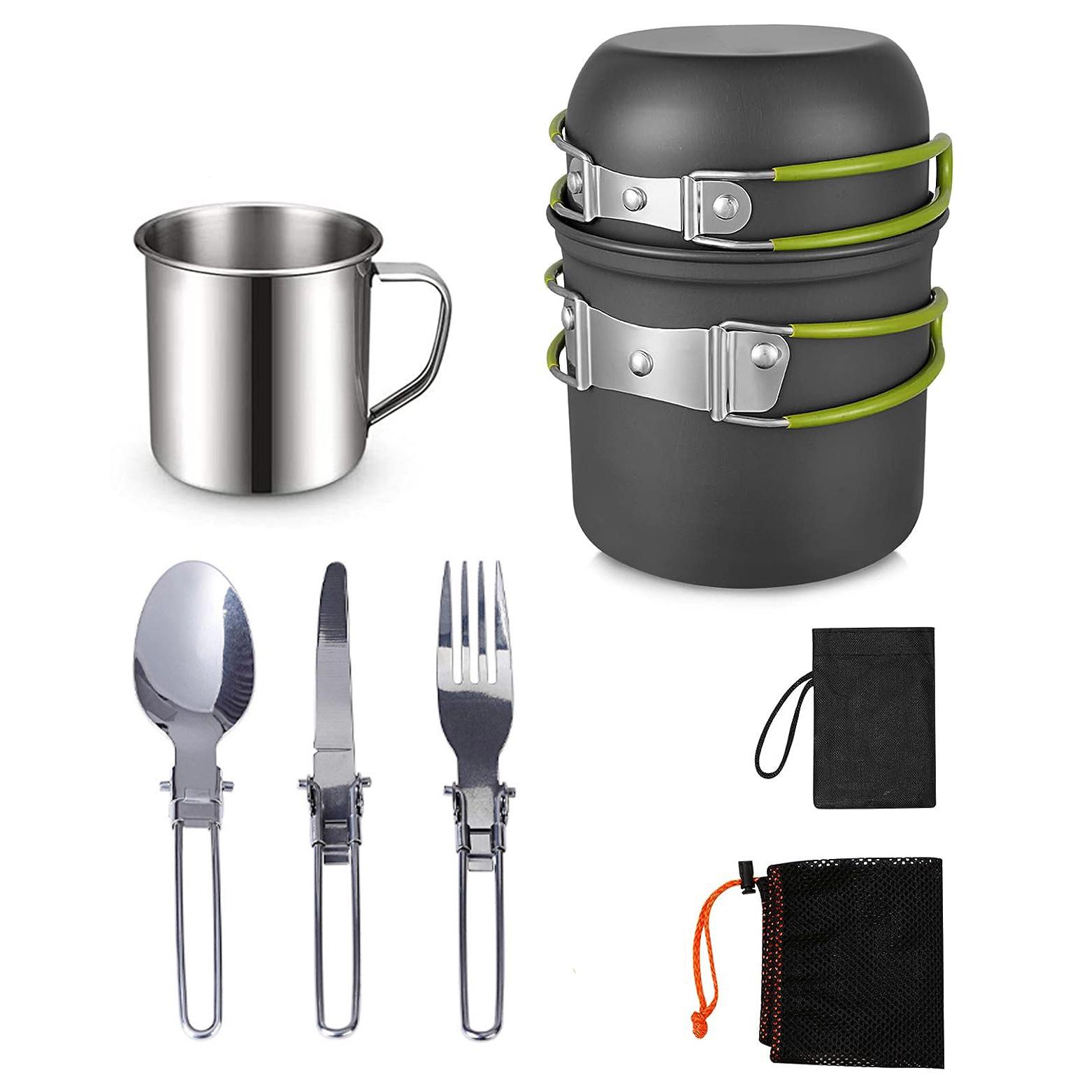 Outdoor Cookware Combination Alumina Camping Tableware Portable Camping Pot Set Outdoor Products
