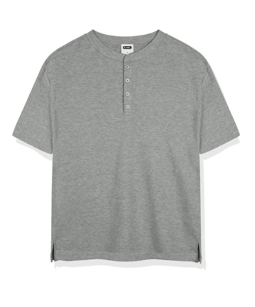 Beijiglabel Raon Waffle Henley Neck Short-Sleeve T-Shirt 3 Colors [Blsr_0001]