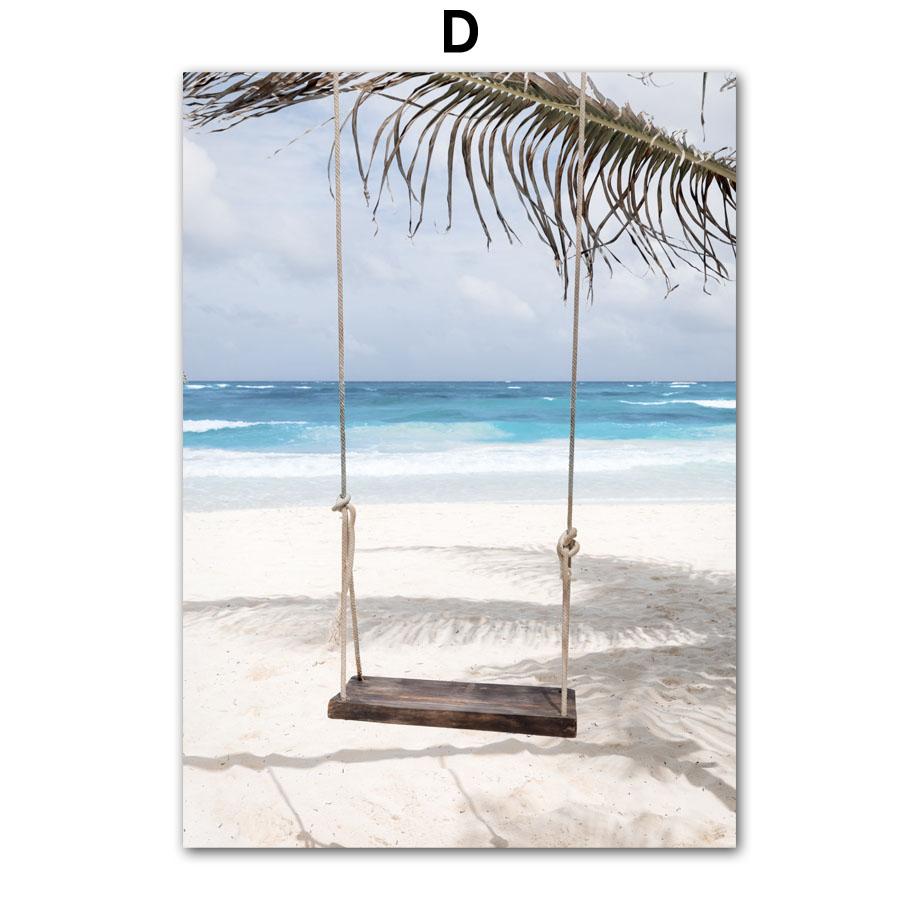 Sea Beach Sailboat Starfish Tree Wall Art Canvas Painting Landscape Posters Prints Hotel Bar Wall Pictures For Living Room Decor