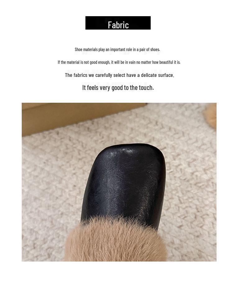 Women's Brown Retro Flat-Sole Fluffy Winter Slippers - 2026 Non-Slip Warm Cotton, Outdoor-Ready