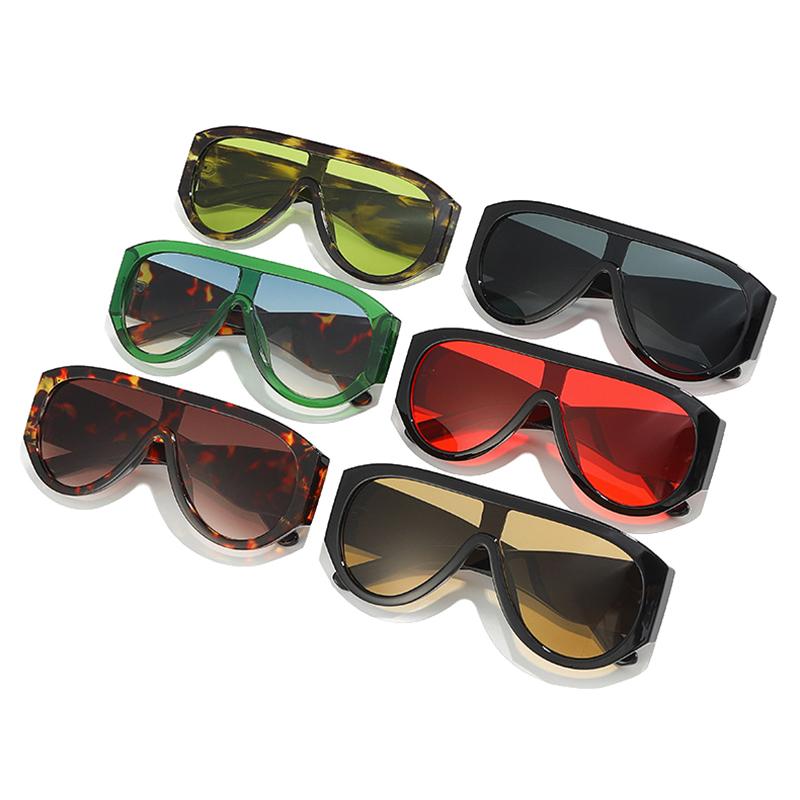 SHAUNA Gafas de Sol de Piloto Oversize de Moda para Mujer Retro de Una Sola Pieza Tonos Rojos Verdes UV400 para Hombre Gafas de Sol Degradadas