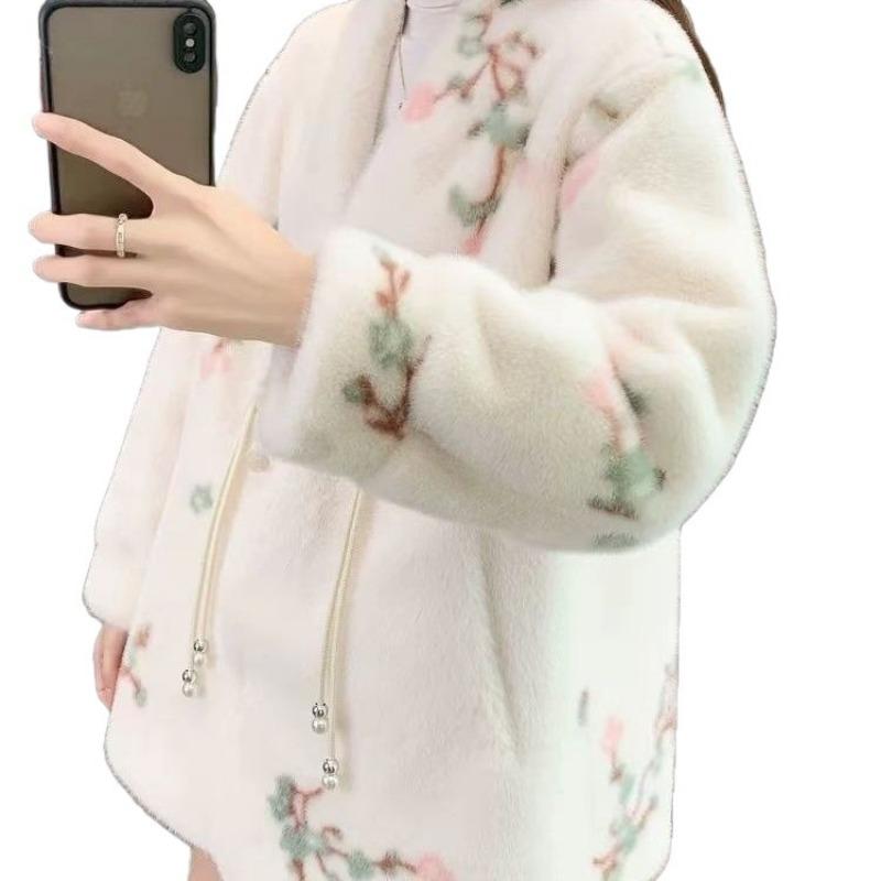 Jacket autumn and winter thickened imitation mink fur light new thin coat padded women's clothing