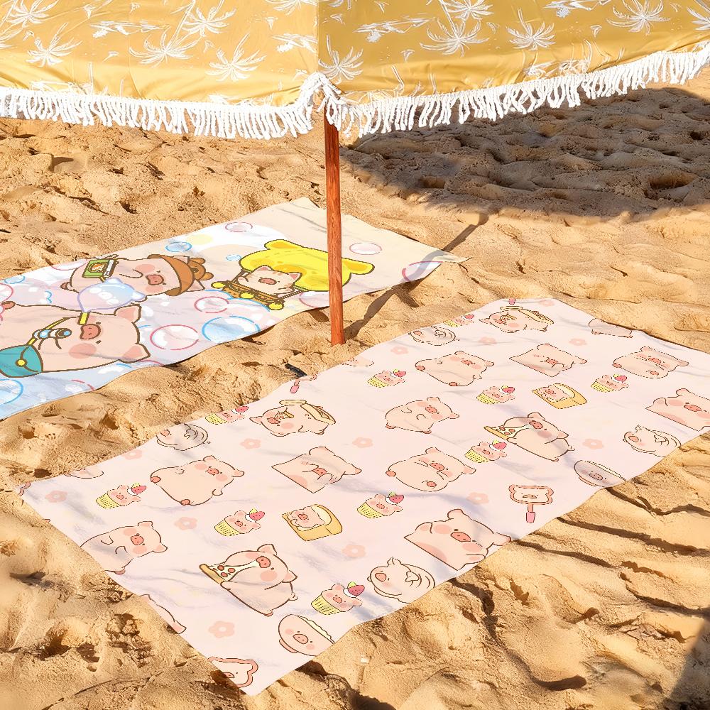 Süßes L-LuLu Das Schweinchen Cartoon Handtuch Weich Pool Geschenk Für Reise Fitnessstudio Dusche Camping Schnelltrocknend Sport Große Strandhandtücher