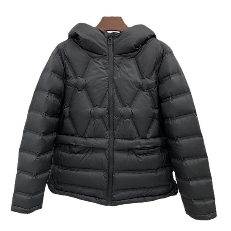 Light and thick pressed rubber hooded down jacket women's short loose casual fashion versatile small warm jacket
