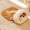 Cat Sleeping Bag Winter Pet Nest Mat Indoor Warm Semienclosed Soft Plush Cat Sack Puppy Kitten Warm Cat Bed