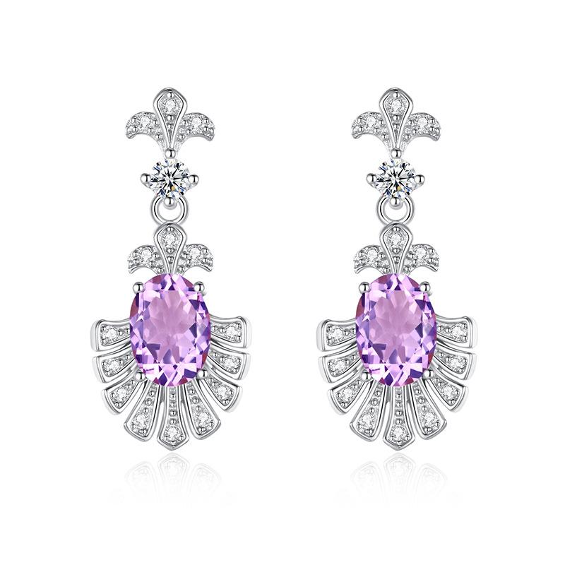 

Natural Crystal S925 Sterling Silver Stud Earrings for Women, Luxury Tassel Earrings, High-end Jewelry