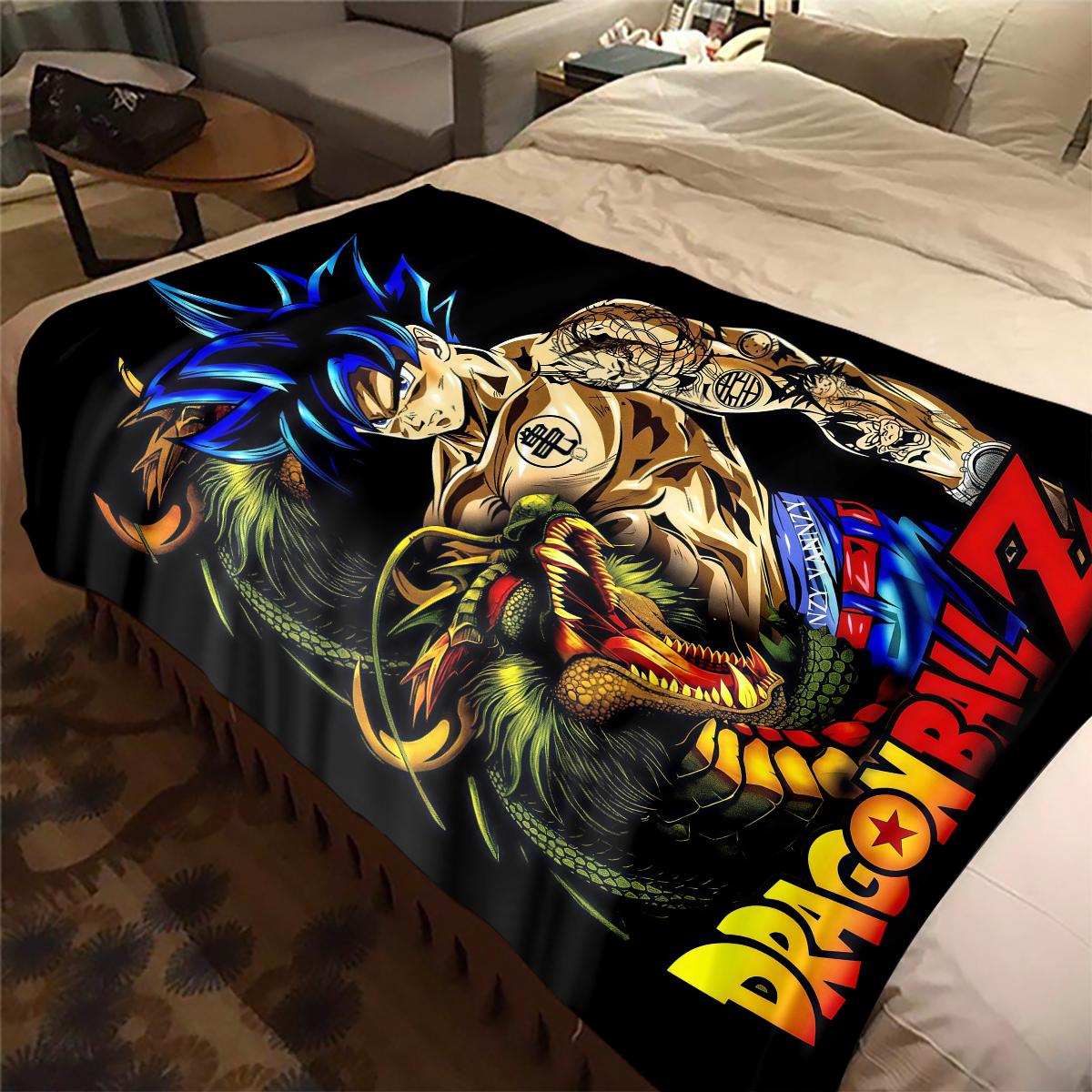

1PC DRAGON BALL Print Flannel Blanket, High quality All Seasons, Home Decor, Warmth and Comfort, Perfect for Christmas Gifts 80cm x 120cm