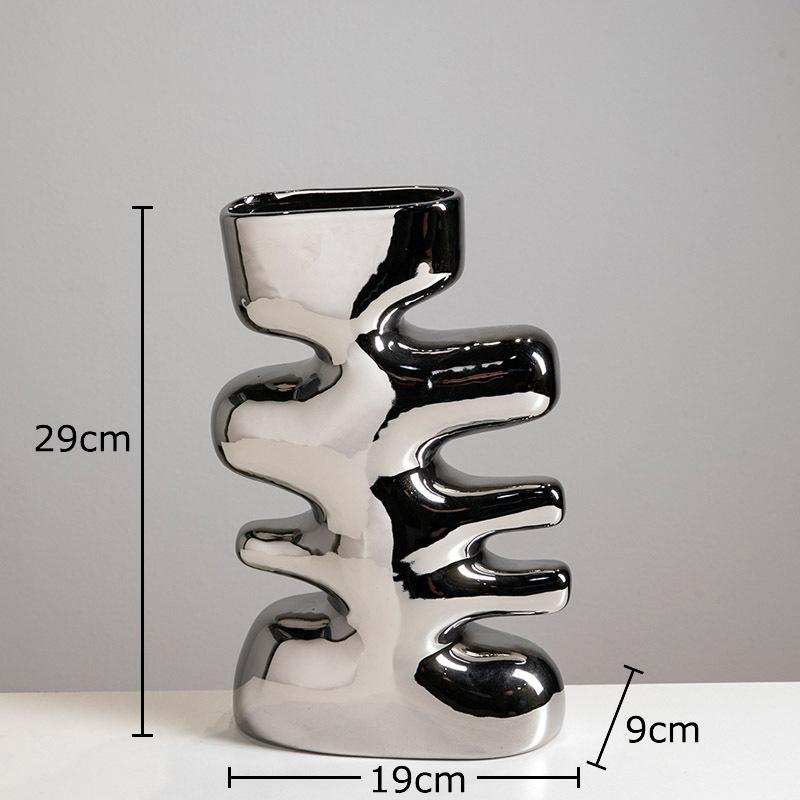 MinMinimalist Striped Design Ceramic Vase Plant Pots Table Decoration Ornaments Flower Arrangement Vase Room Aesthetic Decor