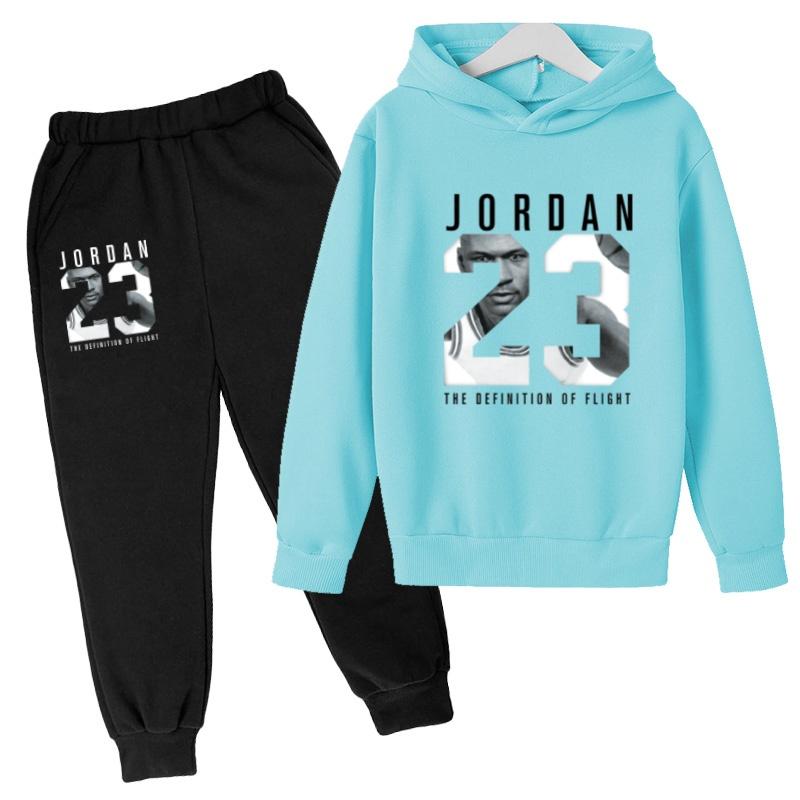 2026 Kids New Autumn Winter Casual Long Sleeve Pullover 2pcs Hoodie+Pants Tracksuit 3-12Yrs Girl Boy Basketball Coat Clothes Set