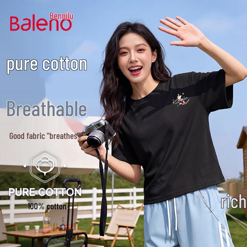 Baleno Women s Regular Fit Surfing Puppy Cotton T-Shirt M