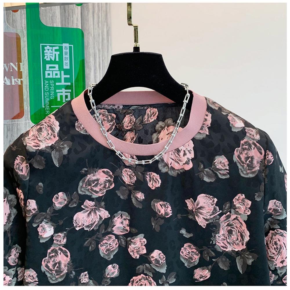 2025 Summer New Retro Flower Short-sleeved T-shirt Loose Shirt Top for Women