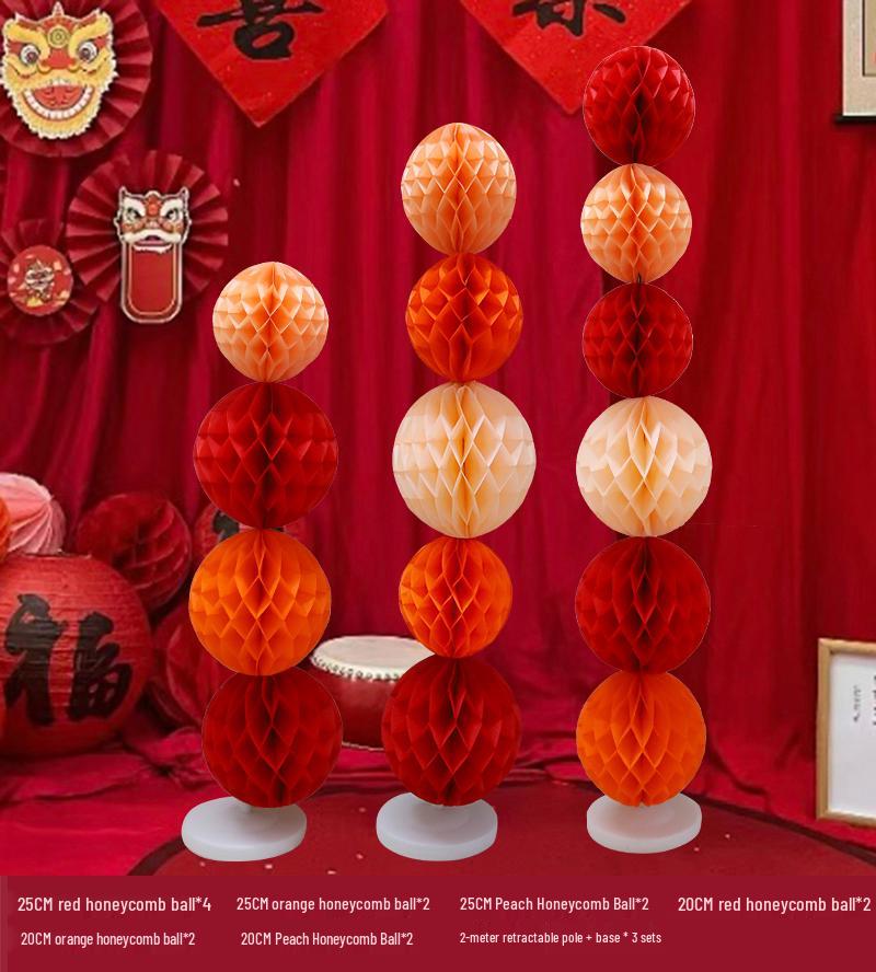 Chinese New Year Lantern Honeycomb Ball Decoration for Birthday and Photo Props