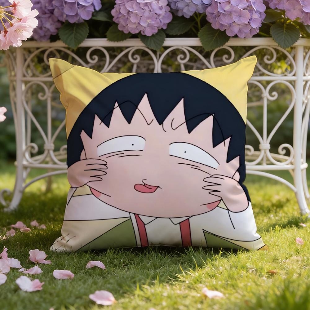 Cute anime C-Chibi M-Maruko Chan Cushion Cover Home & Car Dual-Scene Pillow Cover: Reversible for Premium Comfort
