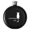 Black Stainless Steel Hip Flask Portable 5oz Round Wine Pot Laser Print Business Gift