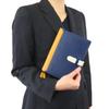 B6 Size Genuine Leather Notebook Cover with x Mustard (Ceal Al) Strap, Two-Tone CLuaR-TC (05.Navy Yellow)