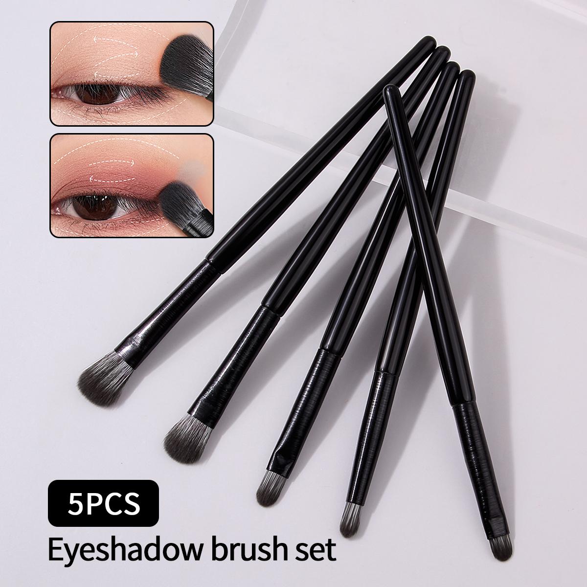 

5pcs Black Natural Eye Makeup Brushes Soft Synthetic Professional Eyeliner Eyebrow Eye ShadowSet Blending Make Up Tools чёрный