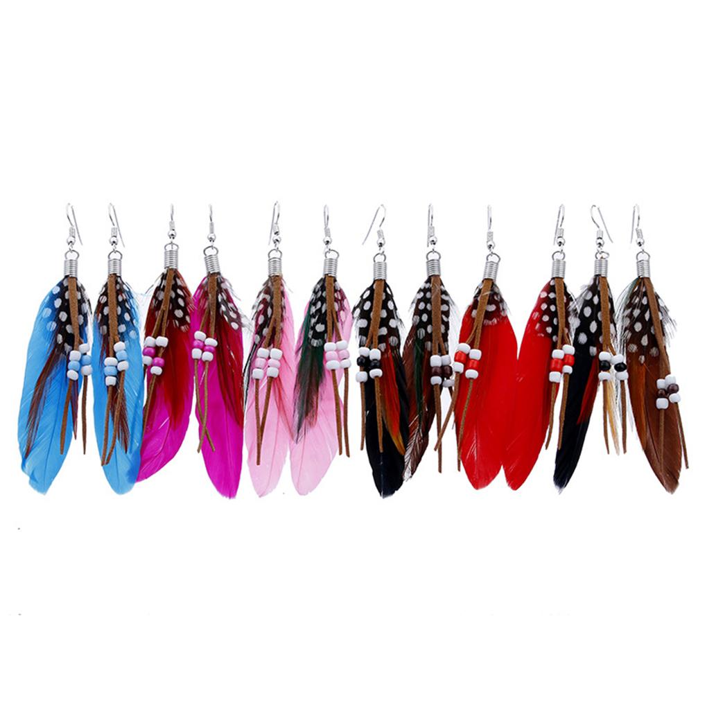 Feathers Earrings Long Ear Drop Ornament Bohemian Pendants Plume Pendant Dangling Earring Dangler for Dress Adornment