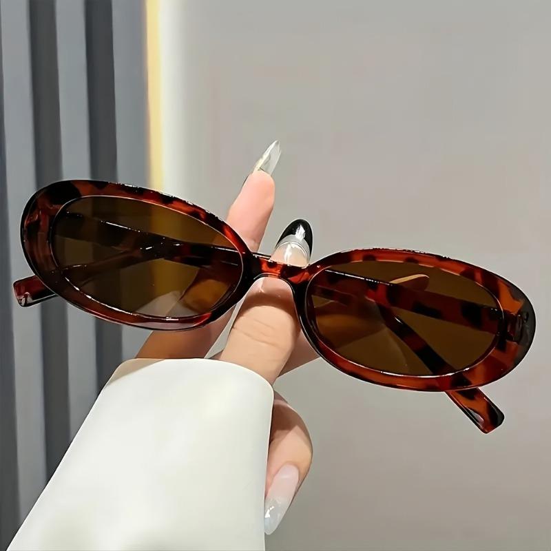 Attractive Glasses Women's Leopard Print 1Pcs Retro Oval Sunglasses For Small Oval Sunglasses, Retro Goggles, Uv400 Glasses