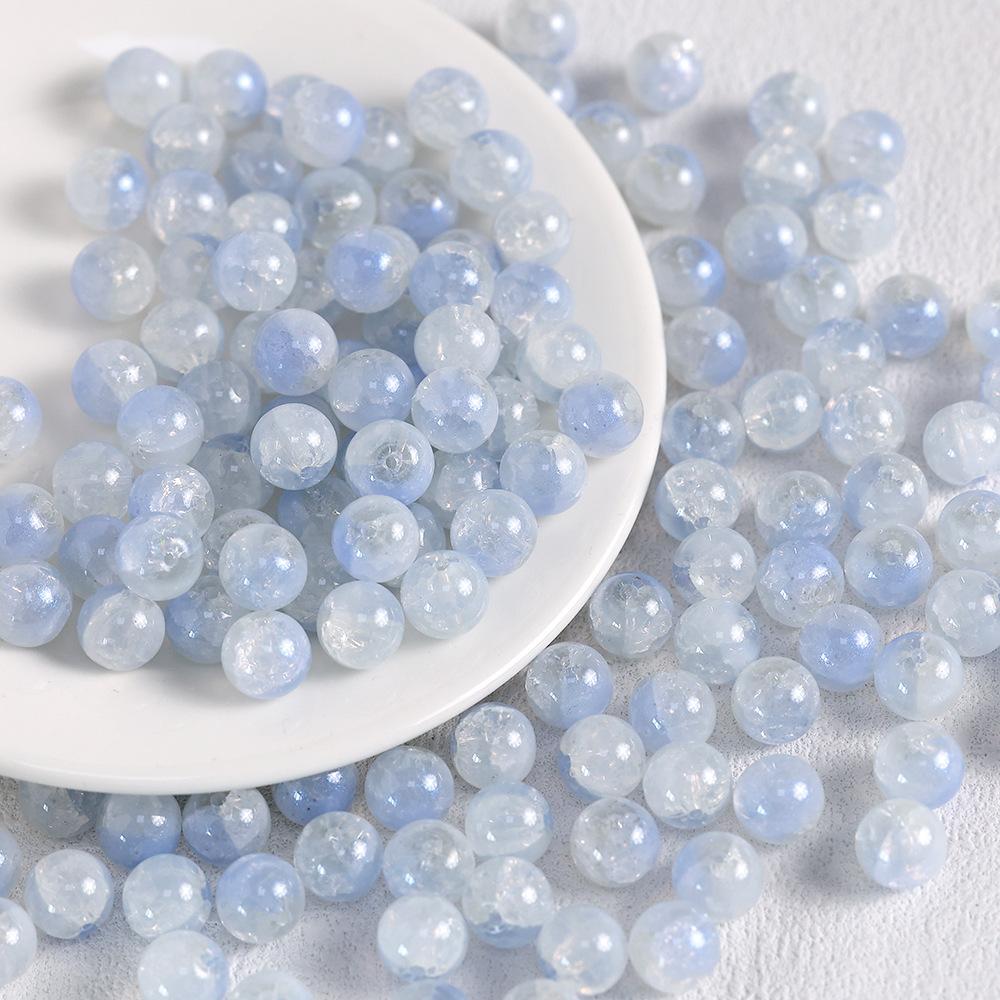 Yori 40pcs 10mm Imitation Crack Glass Beads Round Loose Spacer Beads for Jewelry Making DIY Bracelets Phone Chain Accessories