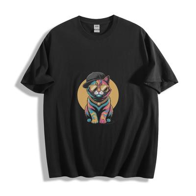 Hip-Hop Katze Grafik T-Shirt