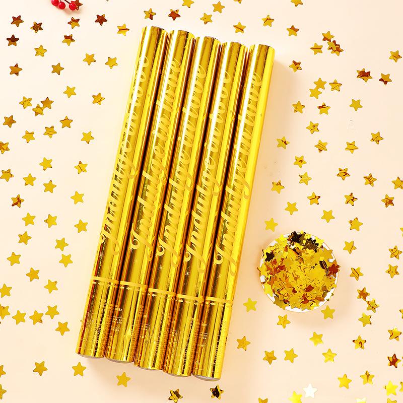 Silver Sequin Star Streamer Firecracker: Hand-Twist Wedding Cannon