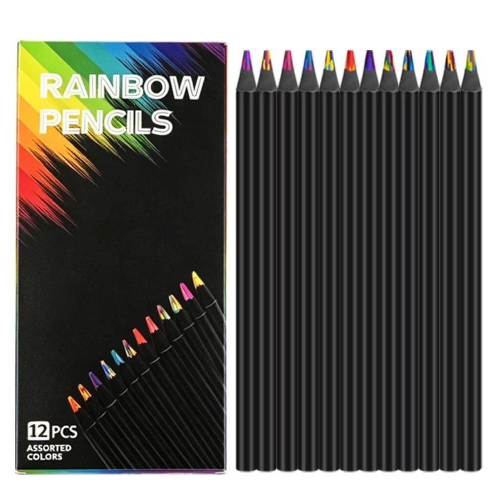 12pcs/Box Wooden Gradient Colored Pencils Multi-color Core Sketch Pencils Colored Pencils Drawing