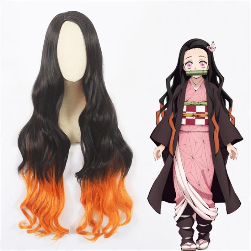 Anime Kamado Nezuko Cosplay Kostuum Cosplay Uniform Kleding Kimono Pruik Rekwisieten Set Halloween Kostuum Volwassen kid120CM