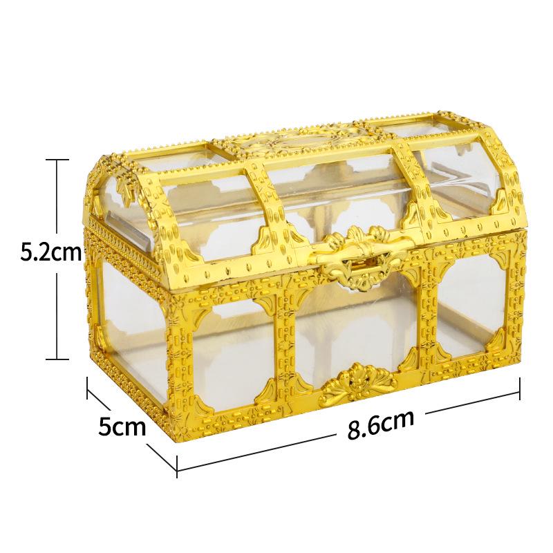 Cutie creativă de comori din aur transparent pentru decorațiuni de bijuterii, bomboane sau tort