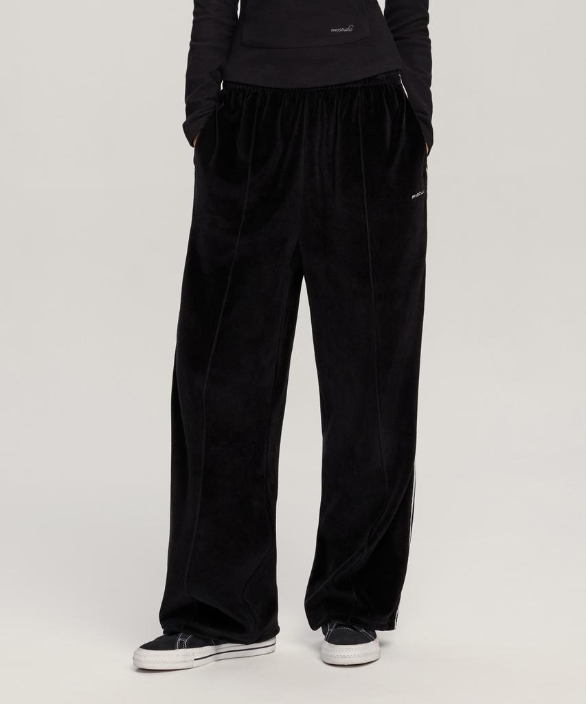 1993STUDIO W Velour Piping Elastic Waist Pants_Black