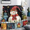 snowman Print Flannel Blanket, High quality Comfortable for All Seasons, Home Decor, Warmth and Comfort, Perfect for Christmas Gifts