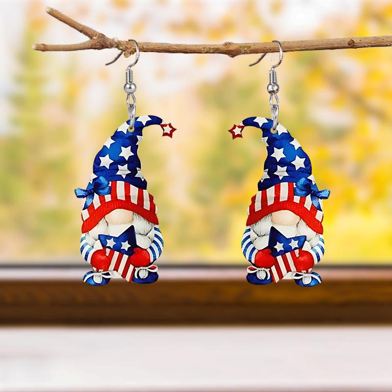 Independence Day Earrings Creative Blue Five-pointed Star Dwarf Earrings Simple Cross Flag Earrings