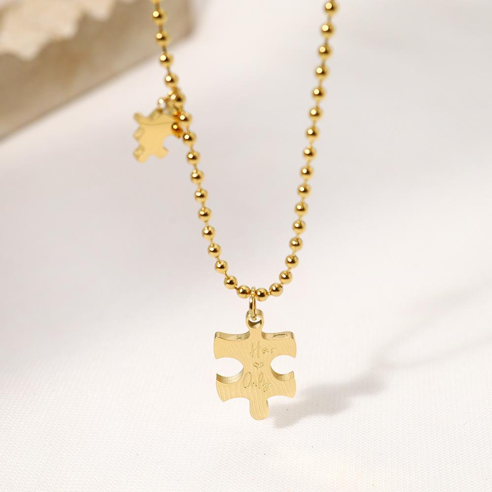 Trend zum täglichen Pendeln, Edelstahl, kreativer Puzzle-Anhänger, Schlüsselbeinkette, vielseitige Halskette aus Titanstahl, verblasst nicht