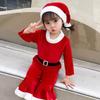 Red Santa Claus Children Christmas Clothes Cosplay Xmas Suit Wear  Girls Toddler