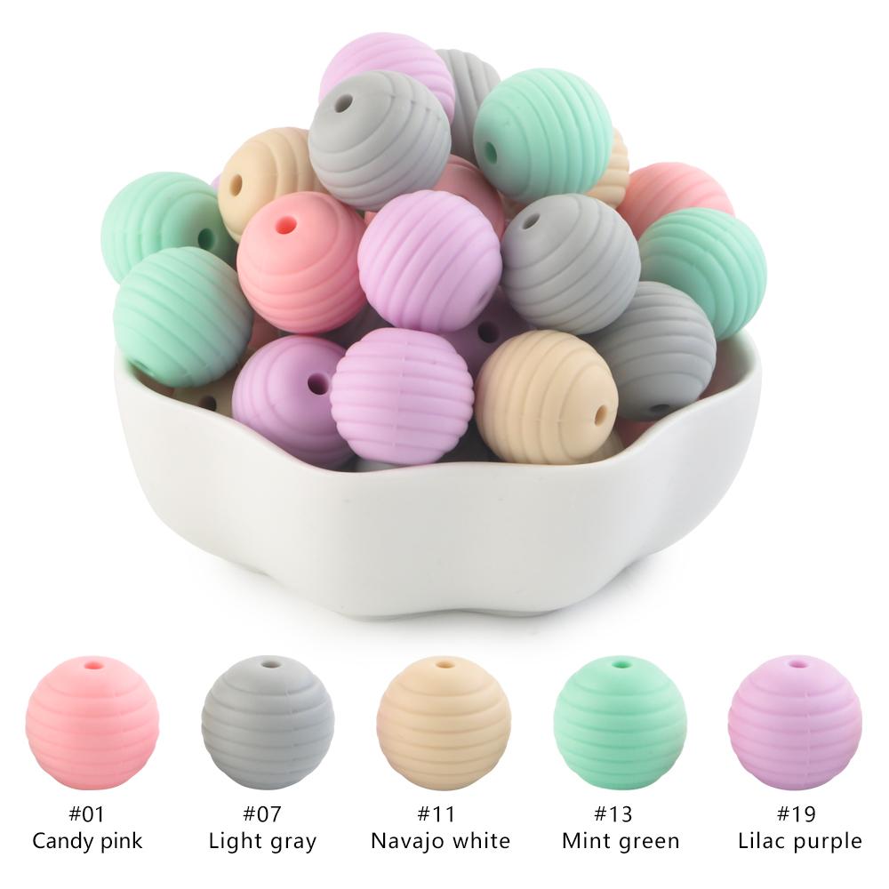 Kovict 25Pcs Threaded Silicone Beads 15mm Round Beehive Spiral Beads DIY Bracelet Necklace Accessories For Jewelry Marking