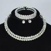 Gold & Silver Rhinestone Jewelry Set: Choker, Bracelet, Stud Earrings, & Necklace
