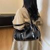 Yogodlns Casual Soft Leather Shoulder Bag Large Capacity Solid Color Commute Bag Multifunctional Minimalist Tote Bag For Women