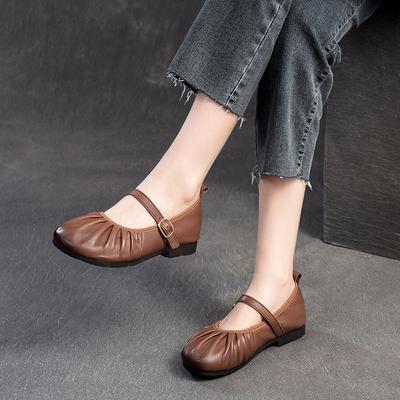 GKTINOO 2025 Spring New Retro Flat Shoes Genuine Leather Comfortable Round Toe Shallow Versatile Women's Shoes