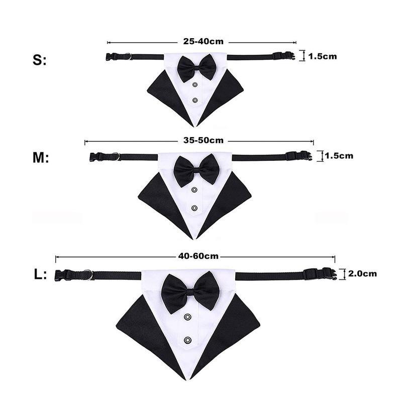 1 Stück Verstellbares Hunde-Tuxedo-Bandana-Halsband mit Fliege Schal Schwarz Haustier Hochzeit Formelles Kostüm für Welpen