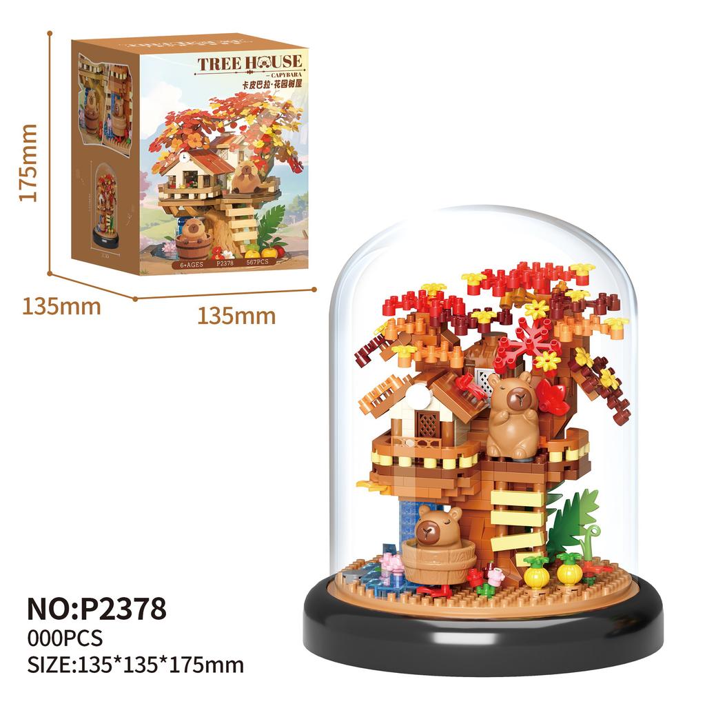 Adults Micro Tree House Assembly Bricks Constructor Set Flowers Sakura Particle Building Block Toy for Children Diy Set for Kids