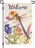 Flowers Dragonfly Welcome Spring Garden Flag Double Sided 12×18 Inch, Floral Small Vertical Flags Outdoor Home Patio Front P